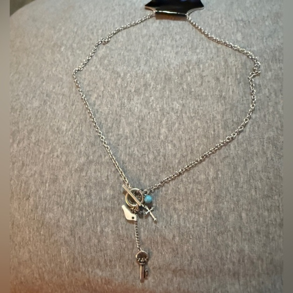 Silver Charm Dove Cross Key Necklace NWT - Picture 1 of 4